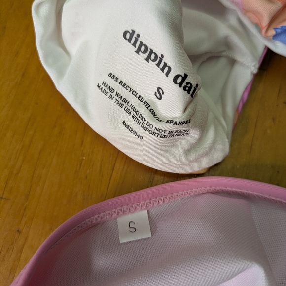 2/$25-Dippin' Daisies Bandeau Floral Bikini Top Bonus Highrise Pink Solid Bottom - Picture 5 of 10